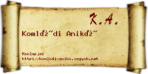 Komlódi Anikó névjegykártya