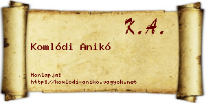 Komlódi Anikó névjegykártya